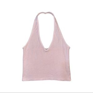 Brandy Melville (John Galt) Pink Cropped Halter Top